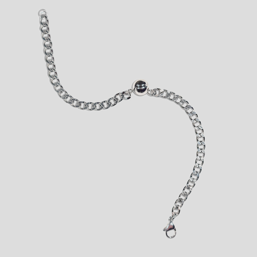 Tennis Ball Cuban Chain Bracelet #color_rhodium