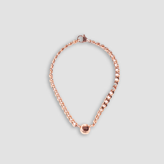 Tennis Ball Cuban Chain Bracelet #color_rose-gold