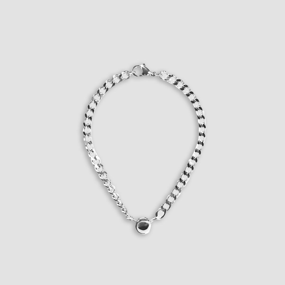 Tennis Ball Cuban Chain Bracelet #color_rhodium