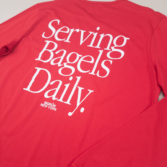 Serving Bagels Veranda Tee LS #color_urban-red