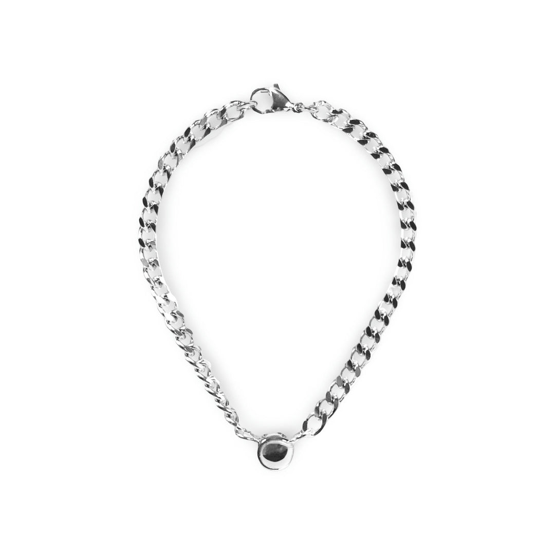 Tennis Ball Cuban Chain Bracelet #color_rhodium