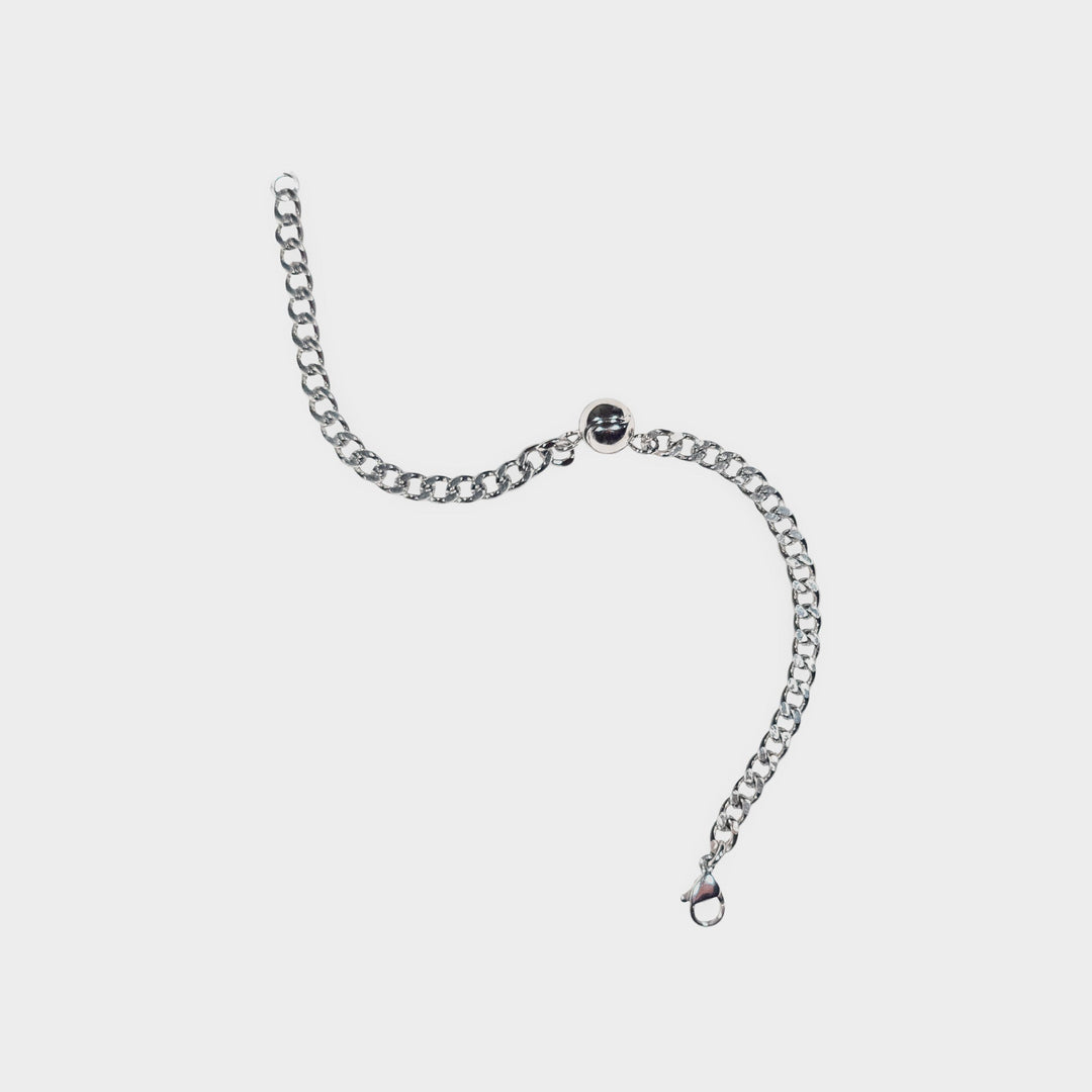 Tennis Ball Cuban Chain Bracelet #color_rhodium