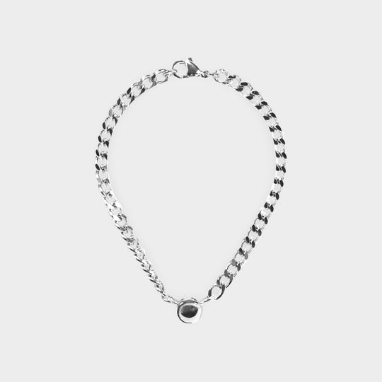Tennis Ball Cuban Chain Bracelet #color_rhodium