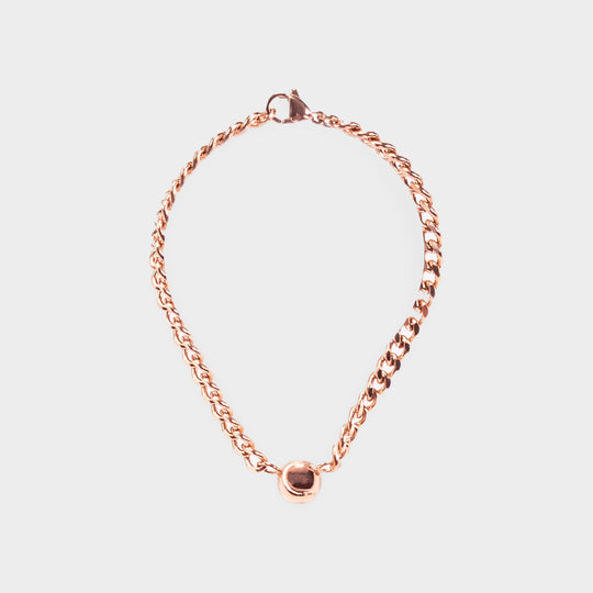 Tennis Ball Cuban Chain Bracelet #color_rose-gold