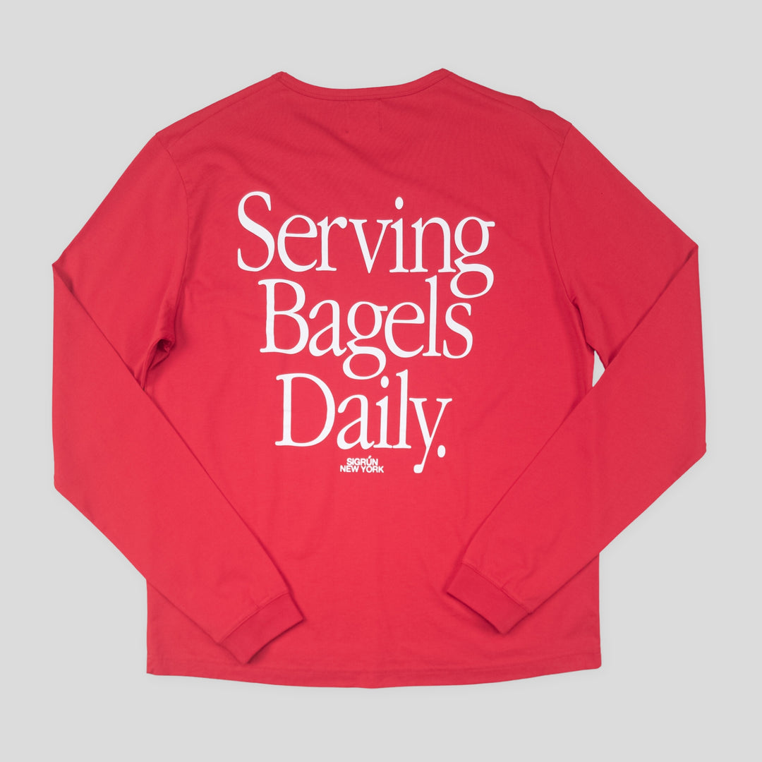 Serving Bagels Veranda Tee LS #color_urban-red