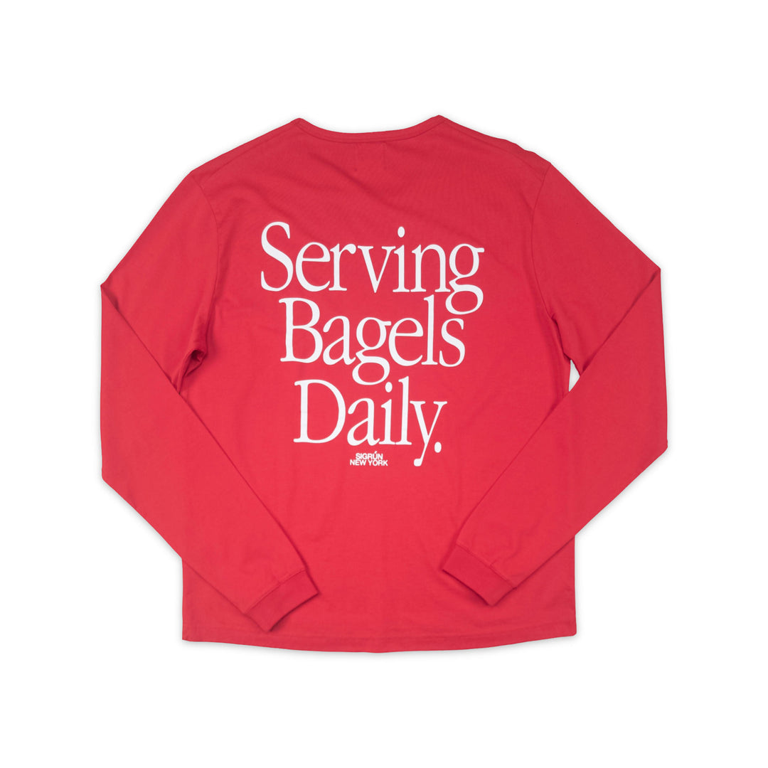 Serving Bagels Veranda Tee LS #color_urban-red