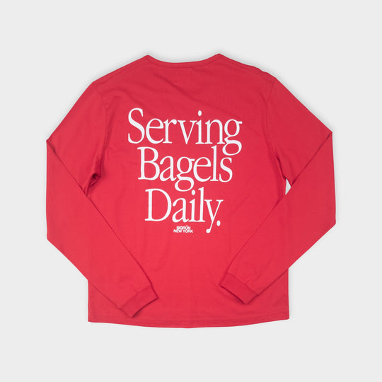 Serving Bagels Veranda Tee LS #color_urban-red
